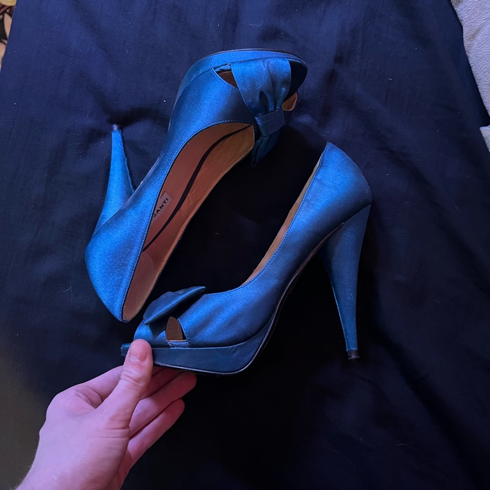 Elegant Blue High Heels with Bow Marco santi size 8.5